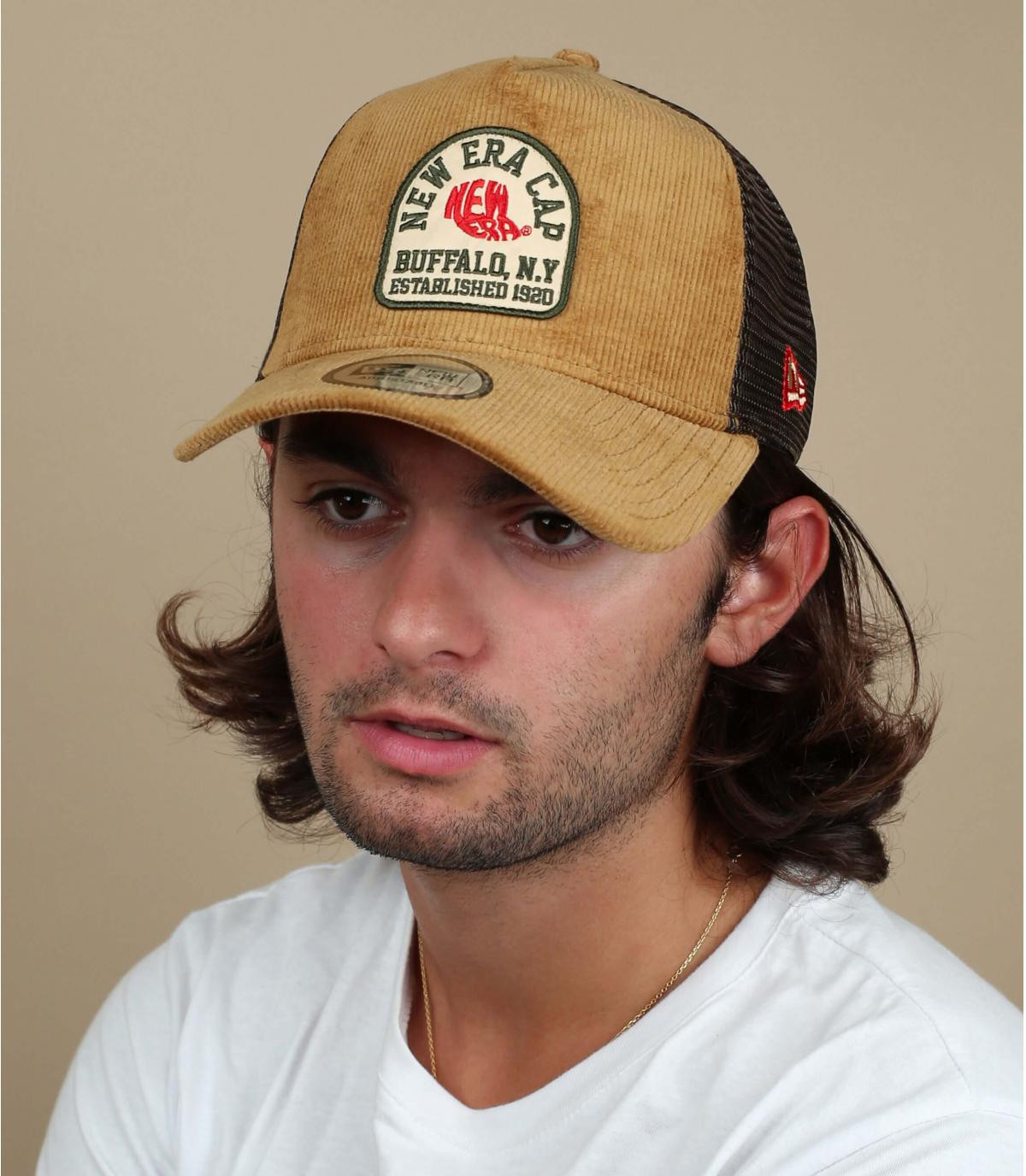 New Era trucker corduroy Trucker Fabric Patch sand cord